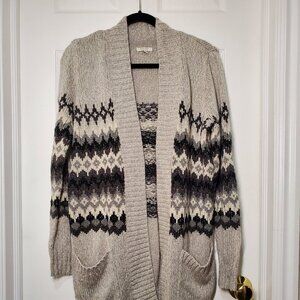 Sonoma Life + Style Women's Long Patterned Cardigan Sweater w. Pockets Size LG